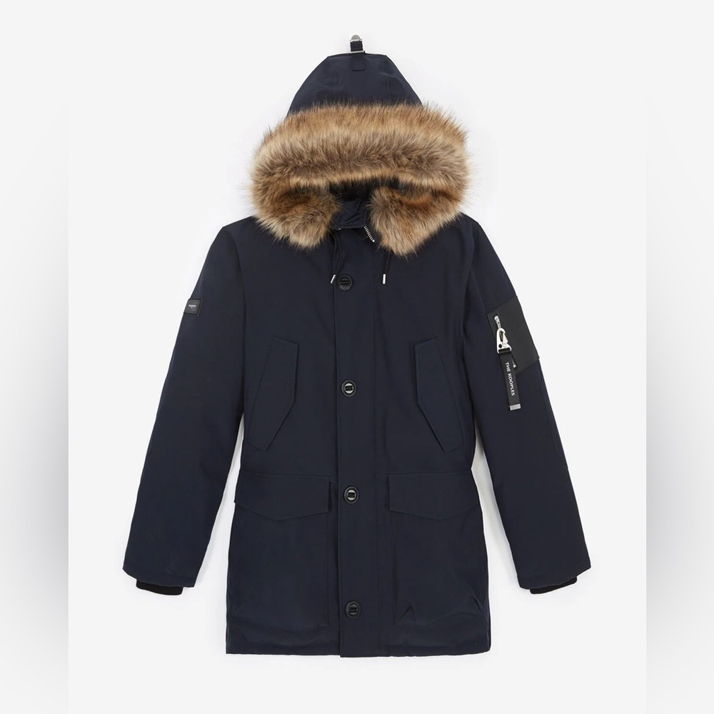 The Kooples Men’s Luxury Parka Coat – Size Large – NWT $788 Fur Trim Super Warm